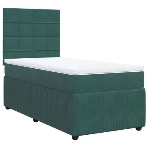 Box spring krevet s madracem tamnozeleni 90x190 cm baršunasti - Tamnozelena 90 x 190 cm Blok s kvadratima Cijena