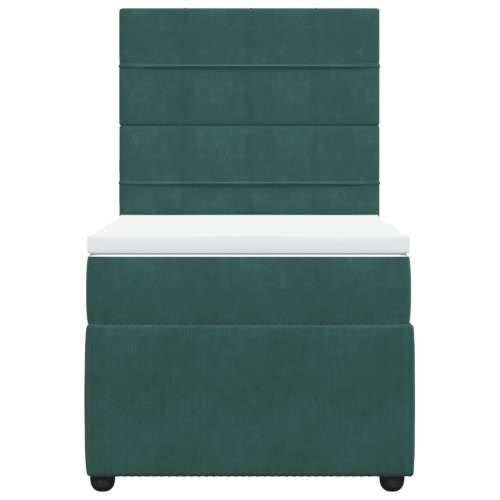 Box spring krevet s madracem tamnozeleni 90x190 cm baršunasti - Tamnozelena 90 x 190 cm Blok s kvadratima Cijena