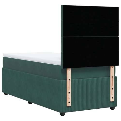 Box spring krevet s madracem tamnozeleni 90x190 cm baršunasti - Tamnozelena 90 x 190 cm Blok s kvadratima Cijena