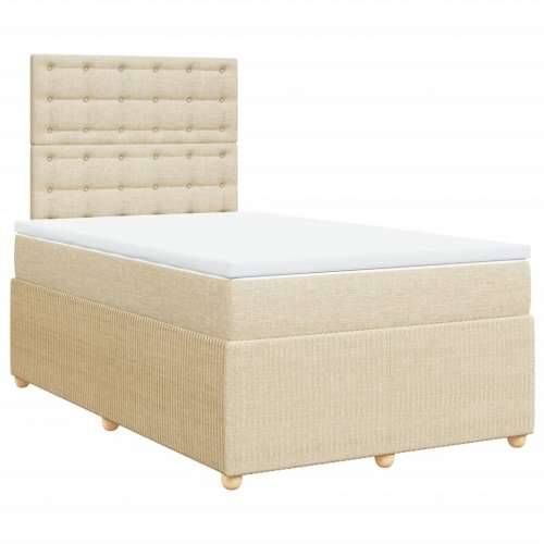Krevet s oprugama i madracem krem 120 x 200 cm od tkanine - Krema 120 x 200 cm gumbi Cijena