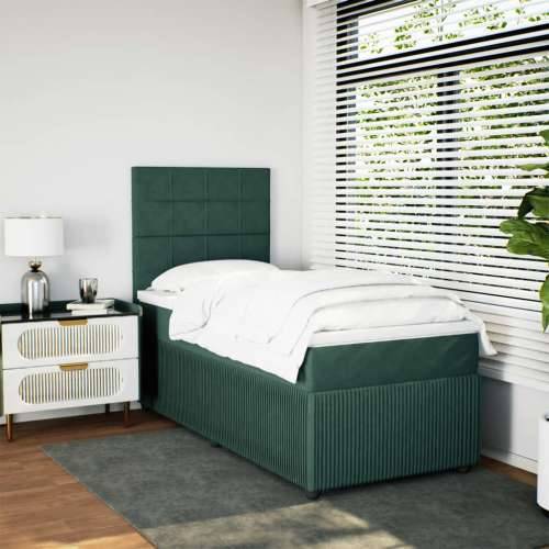 Box spring krevet s madracem tamnozeleni 90x200 cm baršunasti - Tamnozelena 90 x 200 cm Blok s kvadratima Cijena