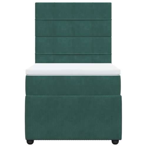 Box spring krevet s madracem tamnozeleni 90x200 cm baršunasti - Tamnozelena 90 x 200 cm Blok s kvadratima Cijena