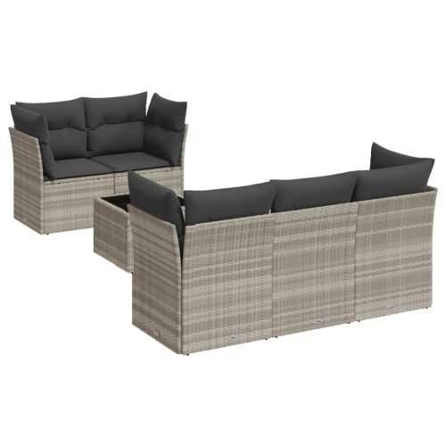 Vrtna garnitura - 6-dijelni set vrtnih sofa od poliratana s jastucima svjetlosivi - Svjetlosiva 6 Cijena