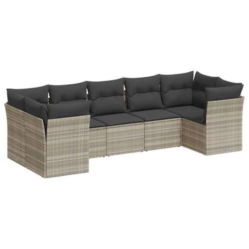 Vrtna garnitura - 7-dijelni set vrtnih sofa svjetlosivi od poliratana - Svjetlosiva 7 Cijena