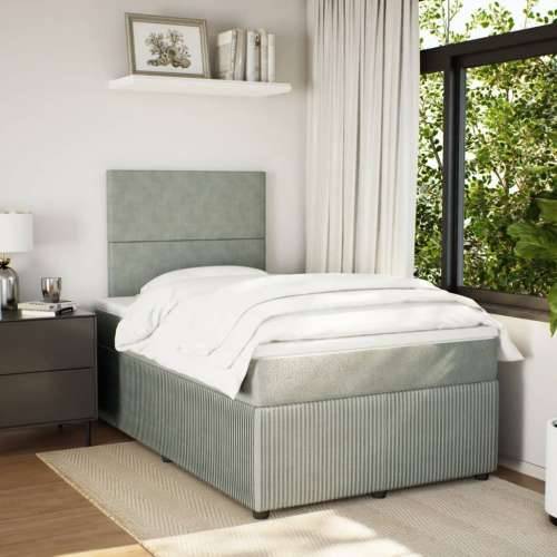 Box spring krevet s madracem svjetlosivi 120x200 cm baršunasti - Svjetlosiva 120 x 200 cm Gladak dizajn Cijena