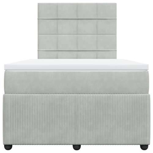 Box spring krevet s madracem svjetlosivi 120x200 cm baršunasti - Svjetlosiva 120 x 200 cm Blok s kvadratima Cijena
