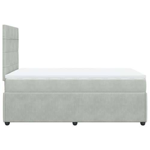Box spring krevet s madracem svjetlosivi 120x200 cm baršunasti - Svjetlosiva 120 x 200 cm Blok s kvadratima Cijena