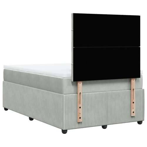 Box spring krevet s madracem svjetlosivi 120x200 cm baršunasti - Svjetlosiva 120 x 200 cm Blok s kvadratima Cijena