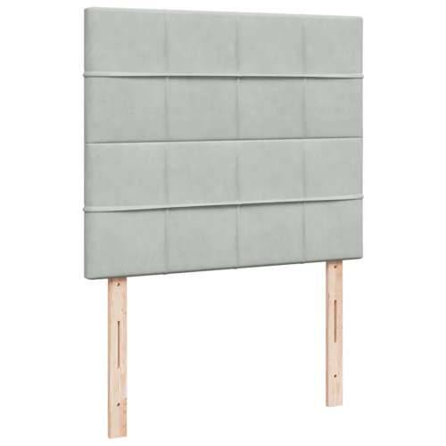 Box spring krevet s madracem svjetlosivi 120x200 cm baršunasti - Svjetlosiva 120 x 200 cm Blok s kvadratima Cijena