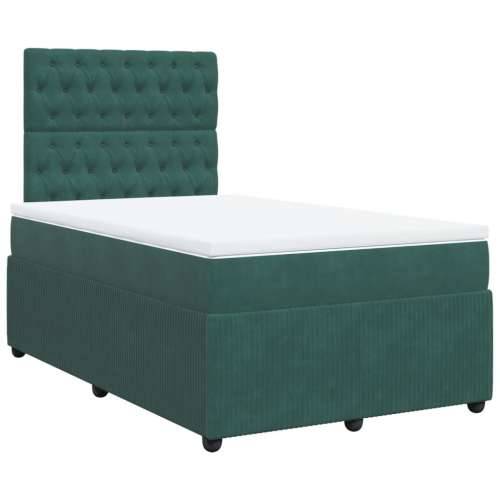Box spring krevet s madracem tamnozeleni 120x200 cm baršunasti - Tamnozelena 120 x 200 cm Dizajn s gumbima Cijena