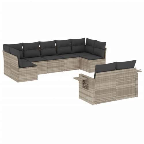 Vrtna garnitura - 9-dijelni set vrtnih sofa od poliratana s jastucima svjetlosivi - Svjetlosiva i tamnosiva Bez stola 1 Cijena