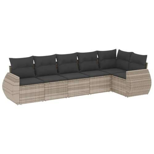 Vrtna garnitura - 6-dijelni set vrtnih sofa od poliratana s jastucima svjetlosivi - Svjetlosiva Bez stola 1 Cijena