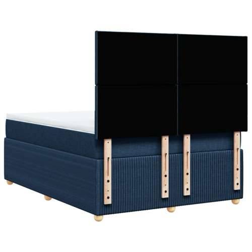 Krevet s oprugama i madracem plavi 160x200 cm od tkanine - Plava 160 x 200 cm Gladak dizajn Cijena