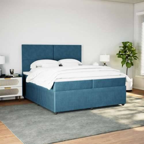 Krevet s oprugama i madracem tamnoplavi 200x200 cm baršunasti - Plava 200 x 200 cm Gladak dizajn Cijena