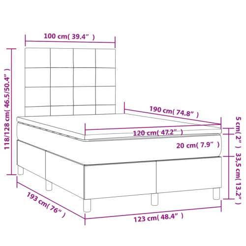 Krevet s oprugama i madracem smeđesivi 120 x 190 cm od tkanine - Sivo-smeđa 120 x 190 cm Blok s kvadratima Cijena
