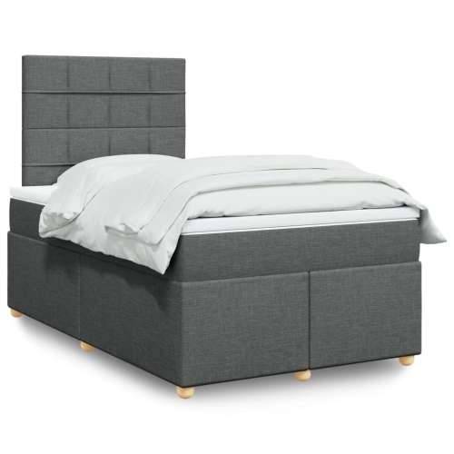 Krevet box spring s madracem tamnosivi 120 x 190 cm tkanina - Tamno siva 120 x 190 cm Blok s kvadratima Cijena