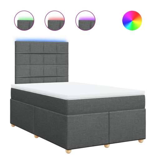 Krevet box spring s madracem tamnosivi 120 x 190 cm tkanina - Tamno siva 120 x 190 cm Blok s kvadratima Cijena
