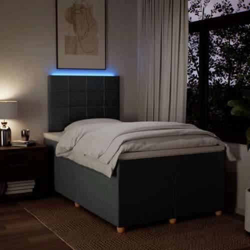 Krevet box spring s madracem tamnosivi 120 x 190 cm tkanina - Tamno siva 120 x 190 cm Blok s kvadratima Cijena