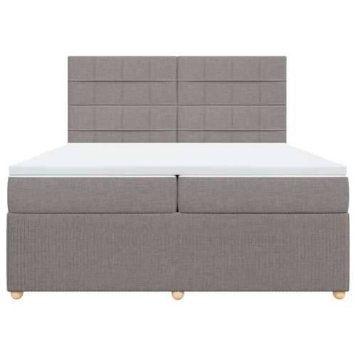 Krevet s oprugama i madracem smeđesivi 200x200 cm od tkanine - Sivo-smeđa 200 x 200 cm Blok s kvadratima Cijena