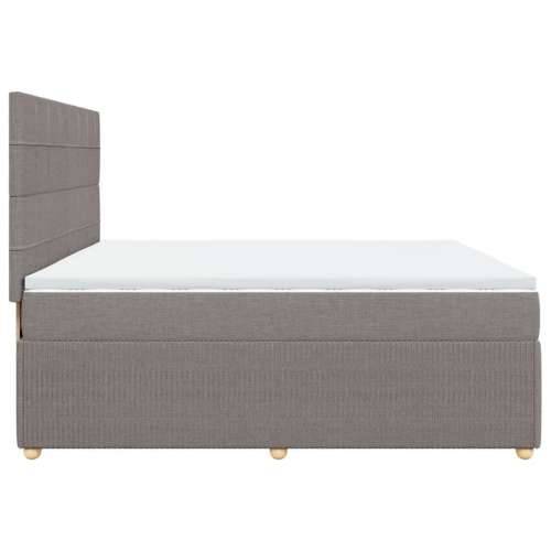 Krevet s oprugama i madracem smeđesivi 200x200 cm od tkanine - Sivo-smeđa 200 x 200 cm Blok s kvadratima Cijena
