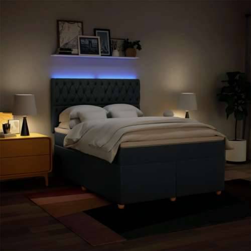 Krevet s oprugama i madracem plavi 140 x 190 cm od tkanine - Plava 140 x 190 cm Dizajn s gumbima Cijena