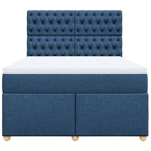 Krevet s oprugama i madracem plavi 140 x 190 cm od tkanine - Plava 140 x 190 cm Dizajn s gumbima Cijena