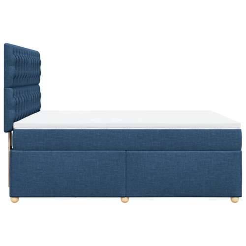 Krevet s oprugama i madracem plavi 140 x 190 cm od tkanine - Plava 140 x 190 cm Dizajn s gumbima Cijena
