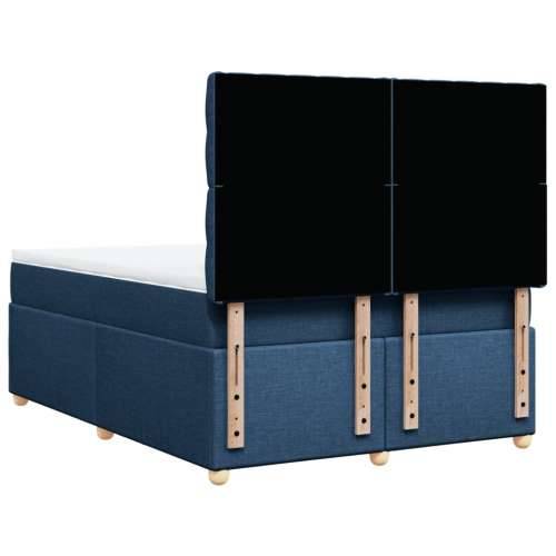 Krevet s oprugama i madracem plavi 140 x 190 cm od tkanine - Plava 140 x 190 cm Dizajn s gumbima Cijena