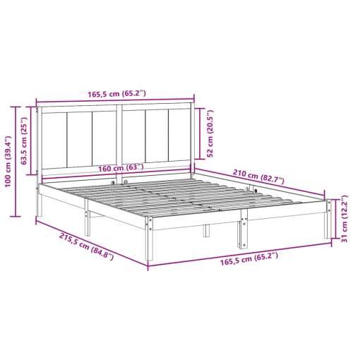 Dugi okvir kreveta bez madraca 160 x 210 cm masivno drvo - Prirodna 160 x 210 cm Cijena