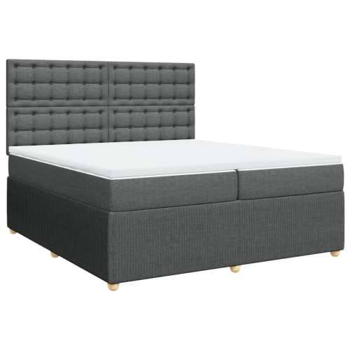 Krevet s oprugama i madracem tamnosivi 200 x 200 cm od tkanine - Tamno siva 200 x 200 cm gumbi Cijena