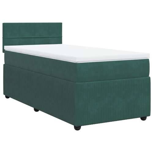 Box spring krevet s madracem tamnozeleni 90x190 cm baršunasti - Tamnozelena 90 x 190 cm Blok s kvadratima Cijena