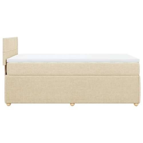Krevet s oprugama i madracem krem 90 x 190 cm od tkanine - Krema 90 x 190 cm Blok s kvadratima Cijena