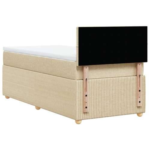 Krevet s oprugama i madracem krem 90 x 190 cm od tkanine - Krema 90 x 190 cm Blok s kvadratima Cijena