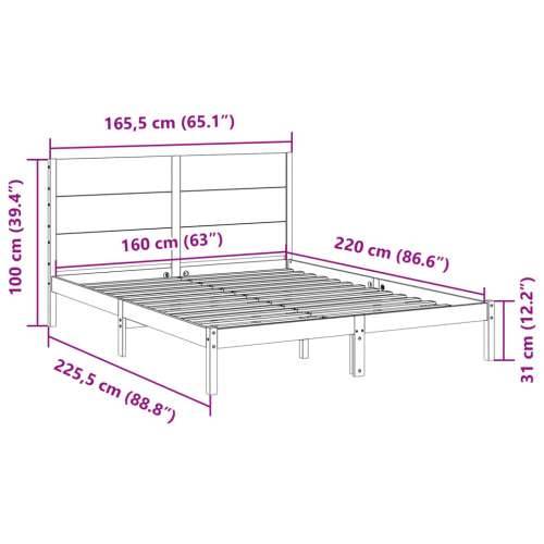 Dugi okvir kreveta bez madraca 160 x 220 cm masivno drvo - Prirodna 160 x 220 cm Cijena