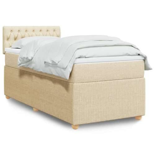 Krevet s oprugama i madracem krem 90 x 190 cm od tkanine - Krema 90 x 190 cm Dizajn s gumbima Cijena