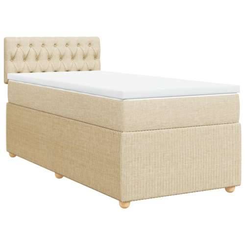 Krevet s oprugama i madracem krem 90 x 190 cm od tkanine - Krema 90 x 190 cm Dizajn s gumbima Cijena