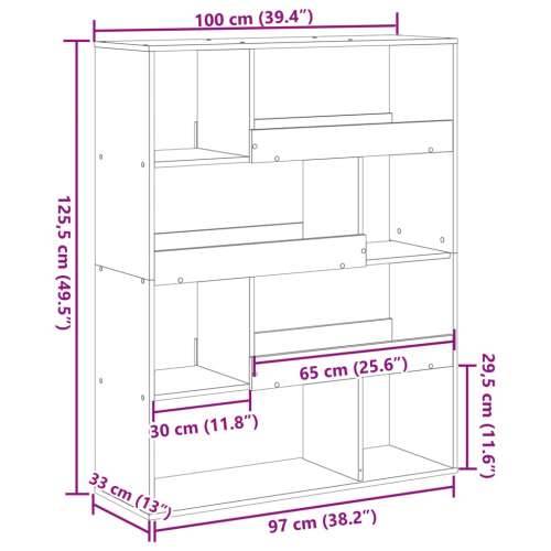 Regal za knjige boja hrasta 100x33x125,5 cm konstruirano drvo - Sivi hrast sonoma 1 125.5 cm Cijena