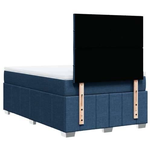 Krevet s oprugama i madracem plavi 120 x 200 cm od tkanine - Plava 120 x 200 cm Blok s kvadratima Cijena