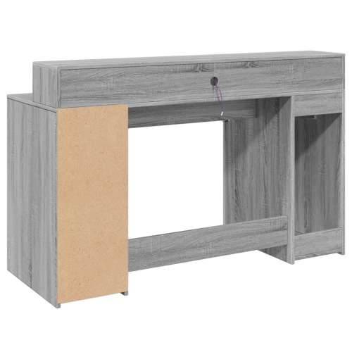 Radni stol s LED svjetlima siva boja hrasta 140x55x91 cm drveni - Sivi hrast sonoma 140 x 55 x 91 cm Cijena