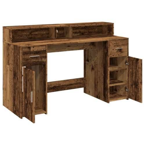 Radni stol s LED svjetlima boja staro drvo 140x55x91 cm drveni - Staro drvo 140 x 55 x 91 cm Cijena