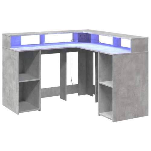 Radni stol s LED svjetlima sivi 130x130x91 cm konstruirano drvo - Beton siva 130 x 130 x 91 cm Cijena