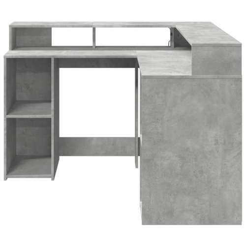 Radni stol s LED svjetlima sivi 130x130x91 cm konstruirano drvo - Beton siva 130 x 130 x 91 cm Cijena