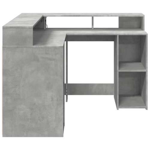 Radni stol s LED svjetlima sivi 130x130x91 cm konstruirano drvo - Beton siva 130 x 130 x 91 cm Cijena