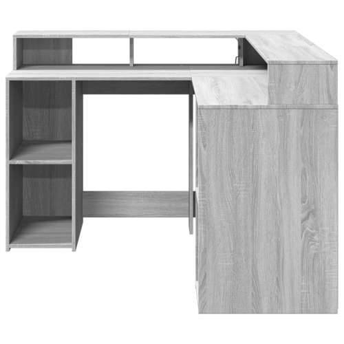 Radni stol s LED svjetlima siva boja hrasta 130x130x91cm drveni - Sivi hrast sonoma 130 x 130 x 91 cm Cijena