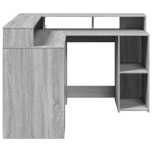 Radni stol s LED svjetlima siva boja hrasta 130x130x91cm drveni - Sivi hrast sonoma 130 x 130 x 91 cm Cijena
