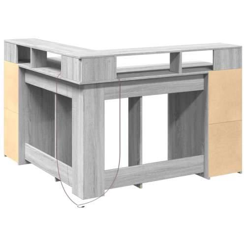 Radni stol s LED svjetlima siva boja hrasta 130x130x91cm drveni - Sivi hrast sonoma 130 x 130 x 91 cm Cijena
