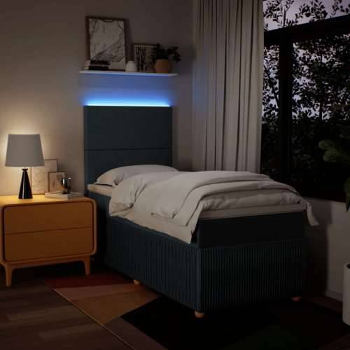 Krevet s oprugama i madracem plavi 90 x 190 cm od tkanine - Plava 90 x 190 cm Gladak dizajn Cijena