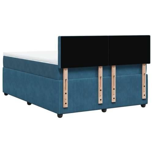 Krevet s oprugama i madracem plavi 140x190 cm baršunasti Plava 140 x 190 cm gumbi Cijena