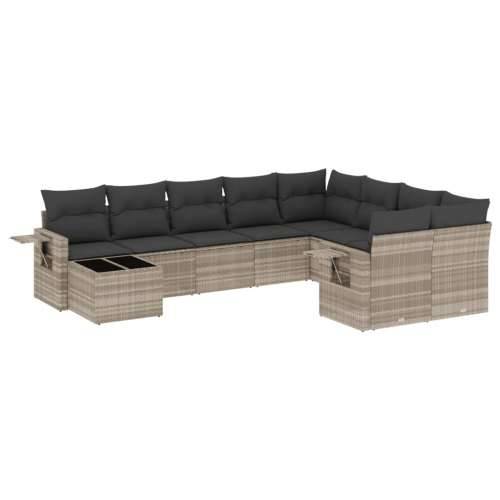 Vrtna garnitura - 10-dijelni set vrtnih sofa poliratan s jastucima svijetlosivi - Svjetlosiva i tamnosiva 1 Cijena
