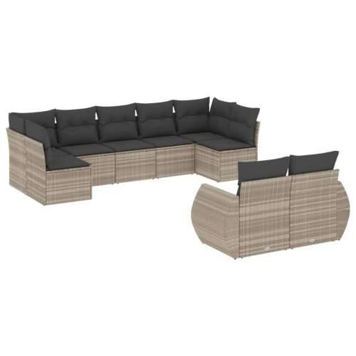 Vrtna garnitura - 9-dijelni set vrtnih sofa od poliratana s jastucima svjetlosivi - Svjetlosiva i tamnosiva Bez stola 1 Cijena